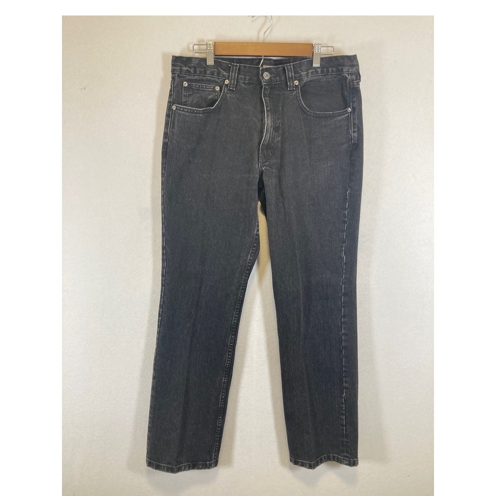 Vintage Indie Claiborne‎ Mens 34x32 Faded Black Straight Leg 100% Cotton Jeans